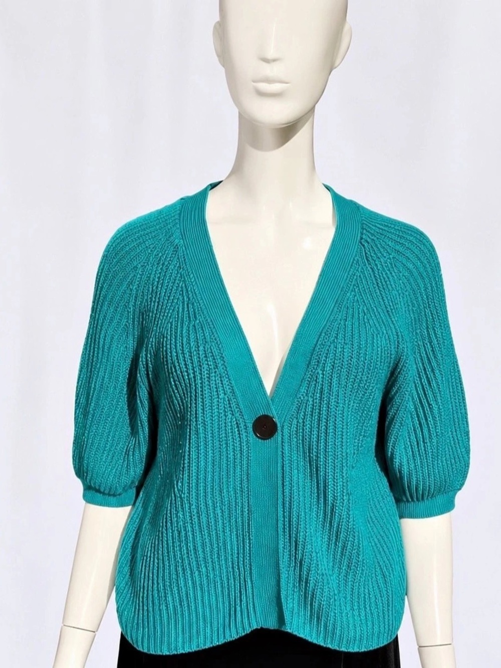 Kenneth Cole Reaction V-Neck Cotton Cardigan Blue Size Large